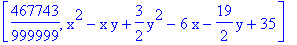 [467743/999999, x^2-x*y+3/2*y^2-6*x-19/2*y+35]